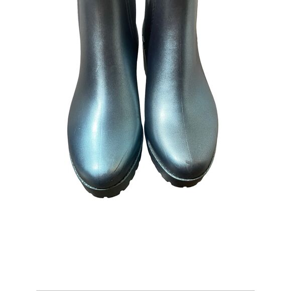 Jeffrey Campbell Metallic Blue Chunky Rainboots NWOB - Picture 3 of 7